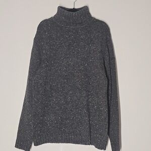 Vintage Aigle Lambswool Turtleneck Sweater Women's L Gray Long Cozy Knit Chunky